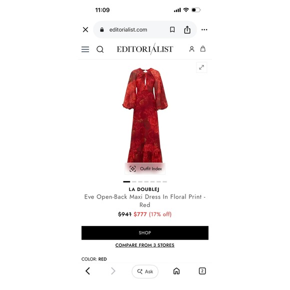 LA DoubleJ Dresses & Skirts - La DoubleJ Eve Open-Back Maxi Dress Red Floral Print Silk Chiffon Made in Italy